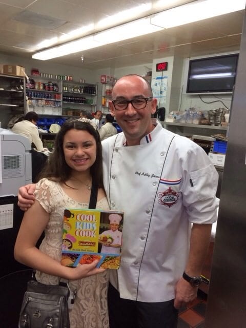 Kid Chef Eliana with Executive Chef Ashley James at the Four Seasons Hotel Los Angeles at Beverly Hills