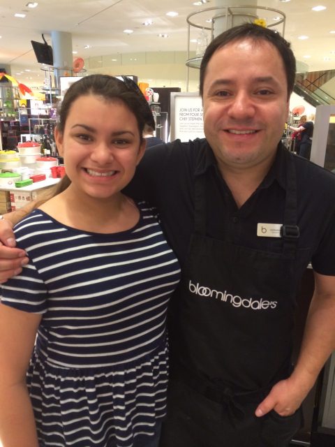 Kid Chef Eliana with Culinary Specialist Gerardo Valadez of Bloomingdales