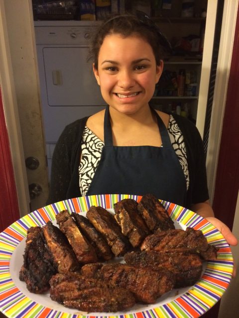 Kid Chef Eliana with Her Sweet Fire Pork Spare Ribs