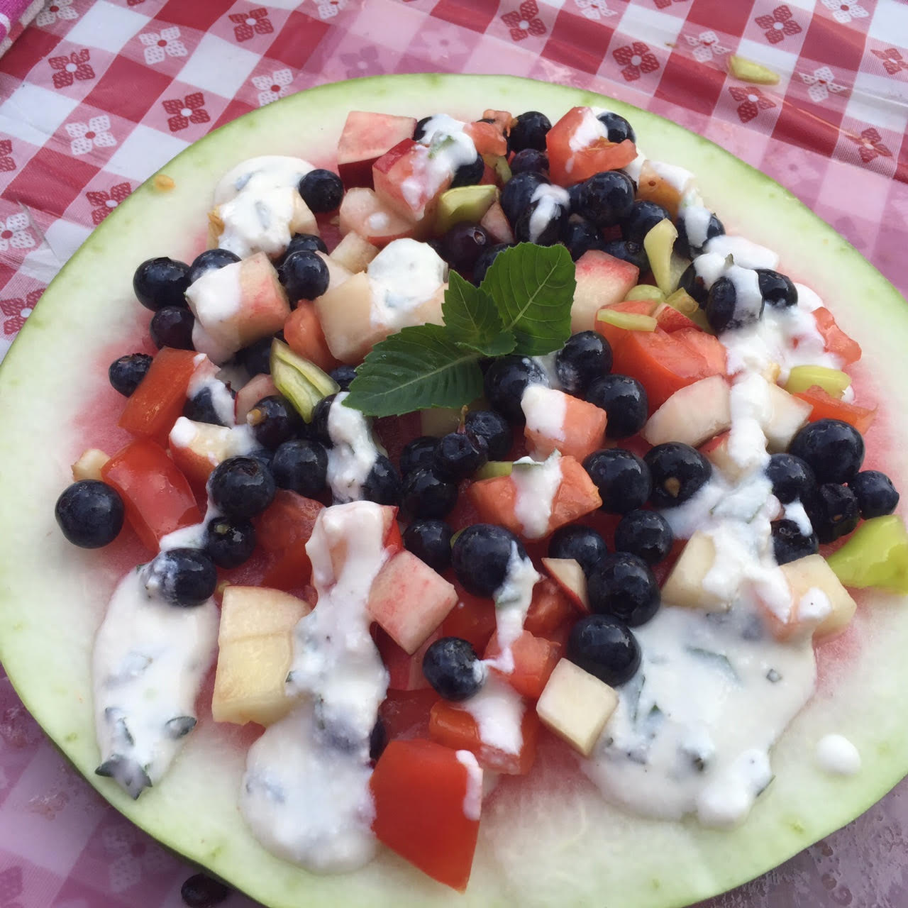 Red, White, and Blue Watermelon Salad
